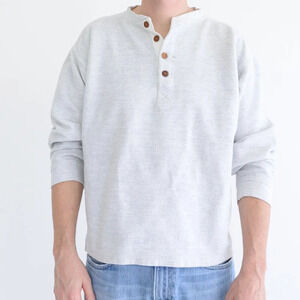 Vintage 90S  Gant Gray Button Up Collar Pull Over Sweater Size Large